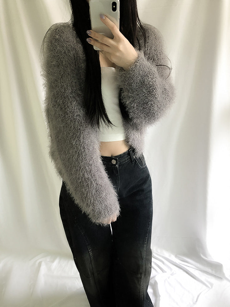 (8color) angel boucle fur cardigan