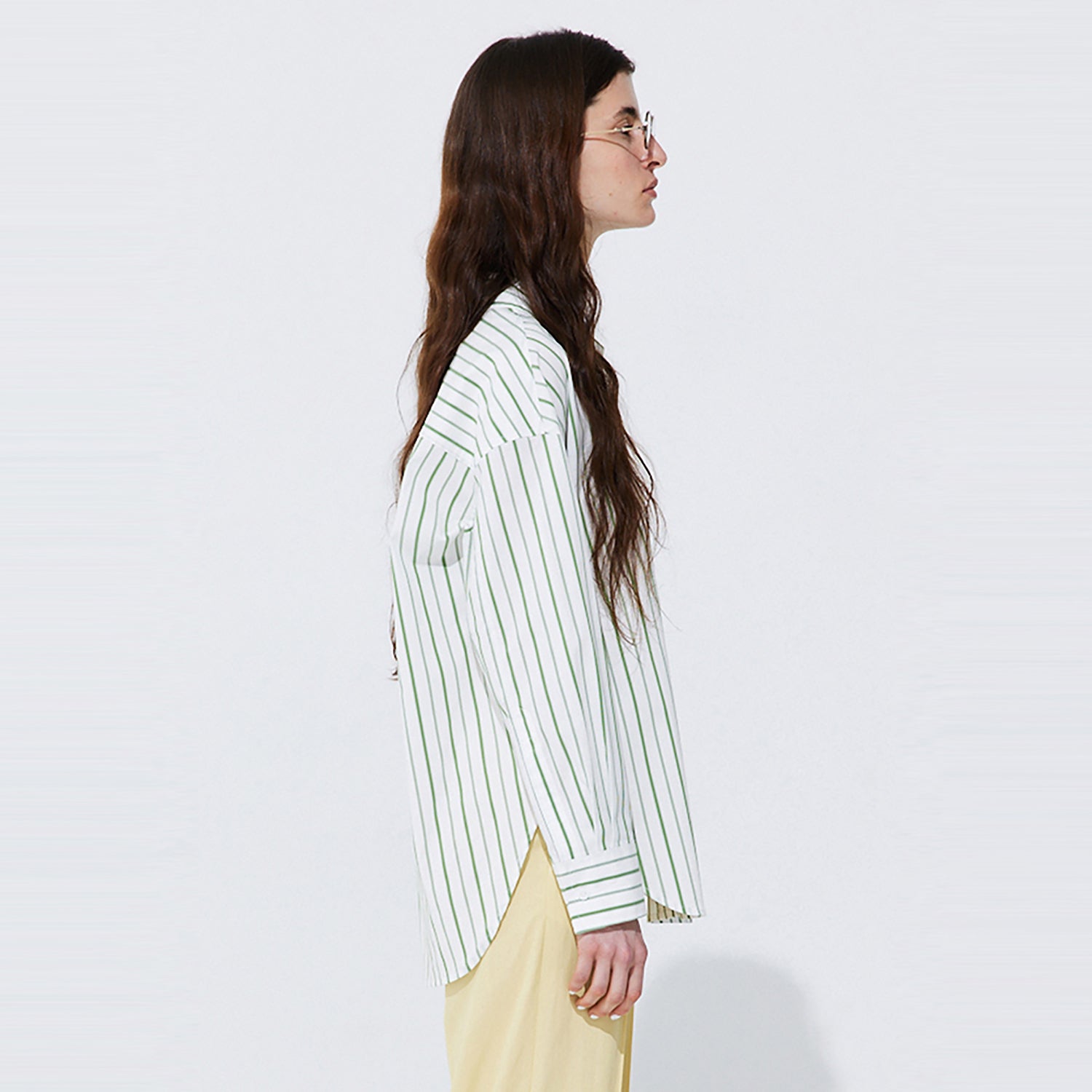 Stripe V-neck Shirts_Light Green