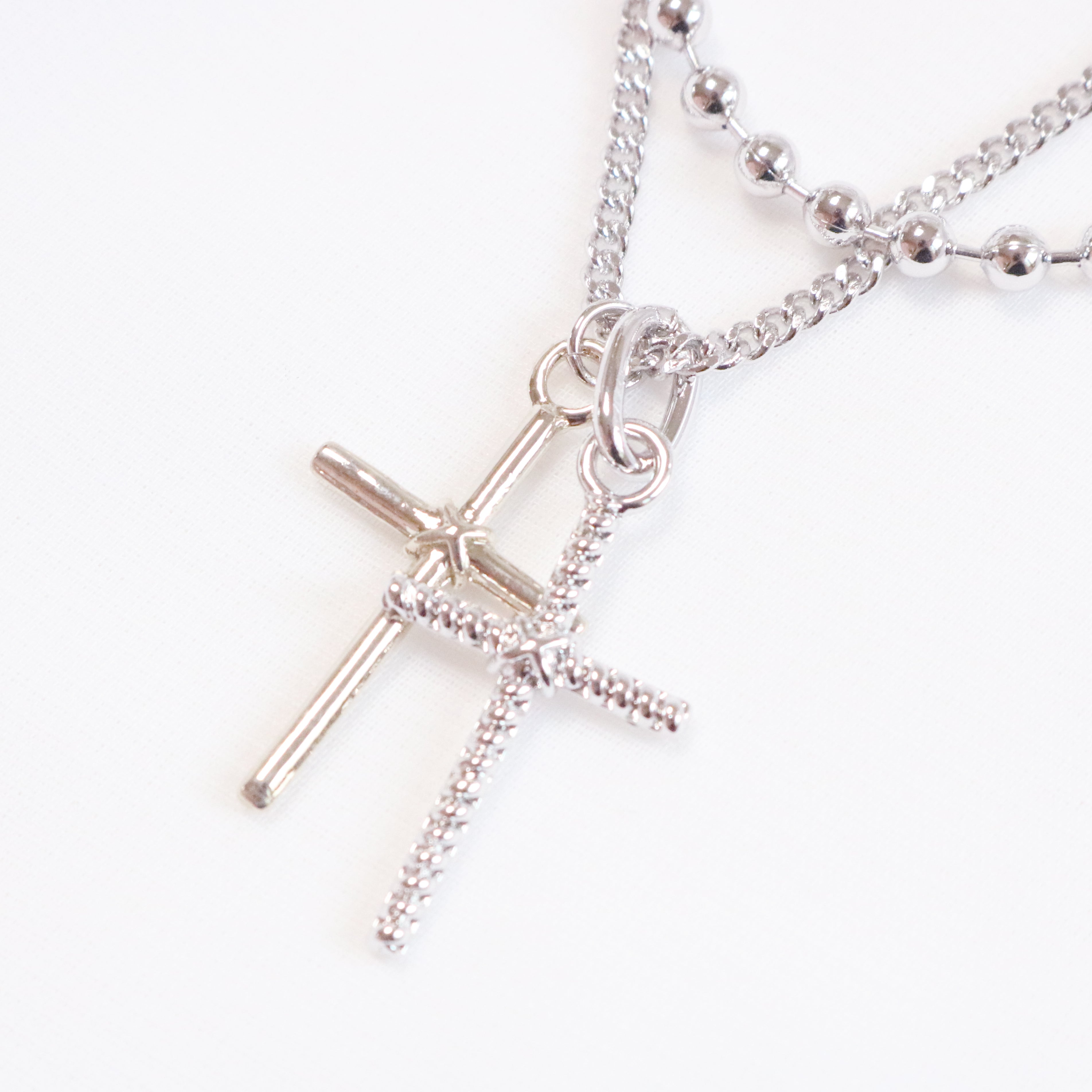 Double cross layered necklace