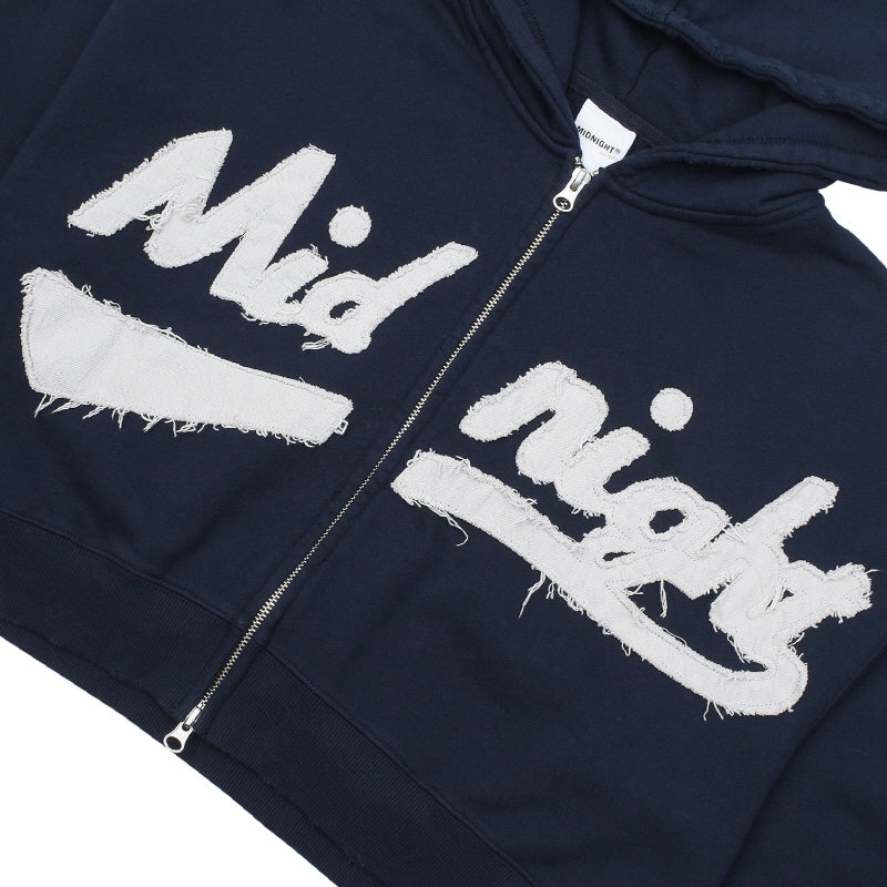 damage hood zip up (navy)