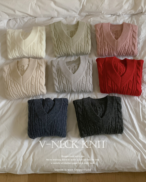 Daily V-neck Twist Knit (9color)