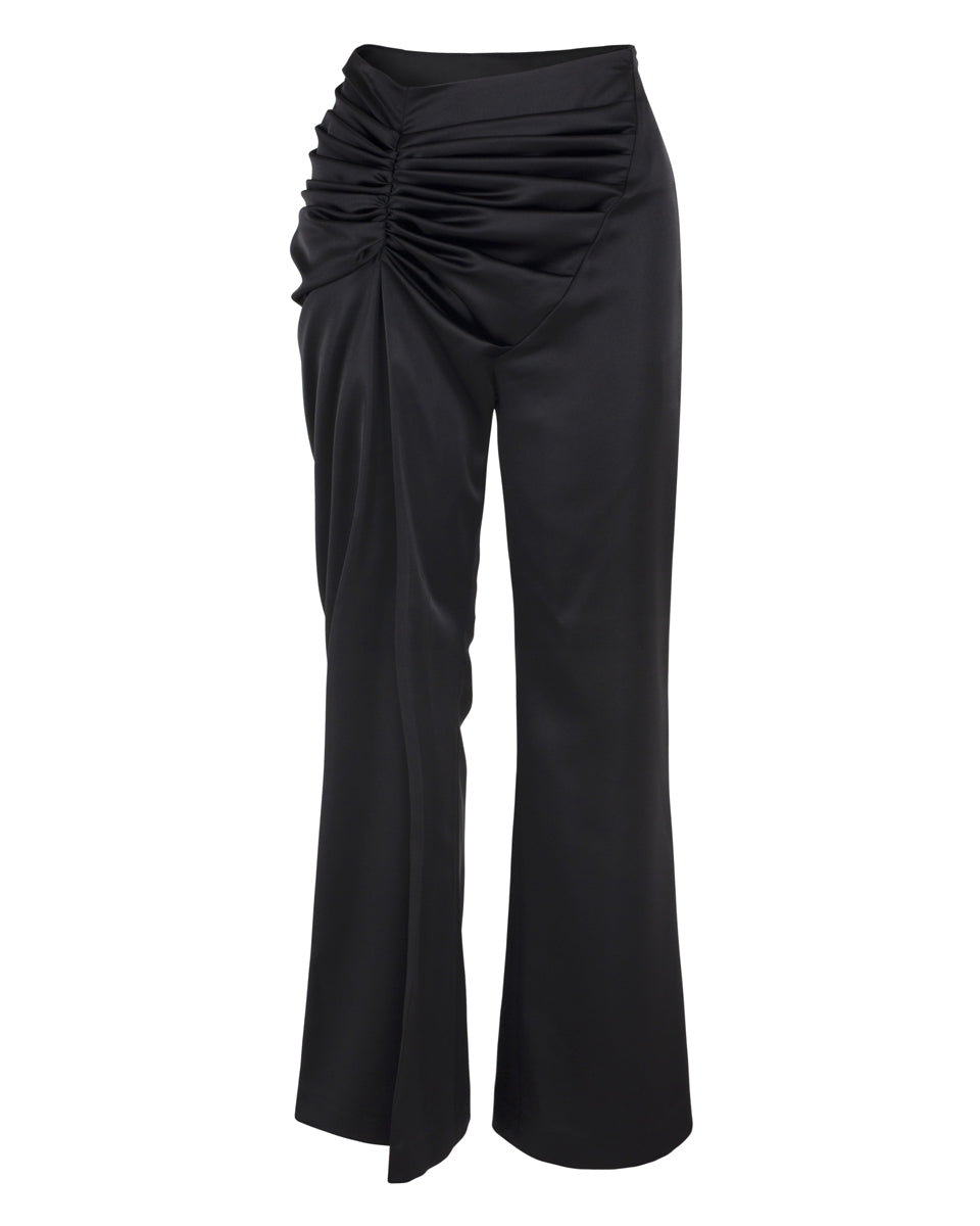 Satin Draped Trousers _ Black