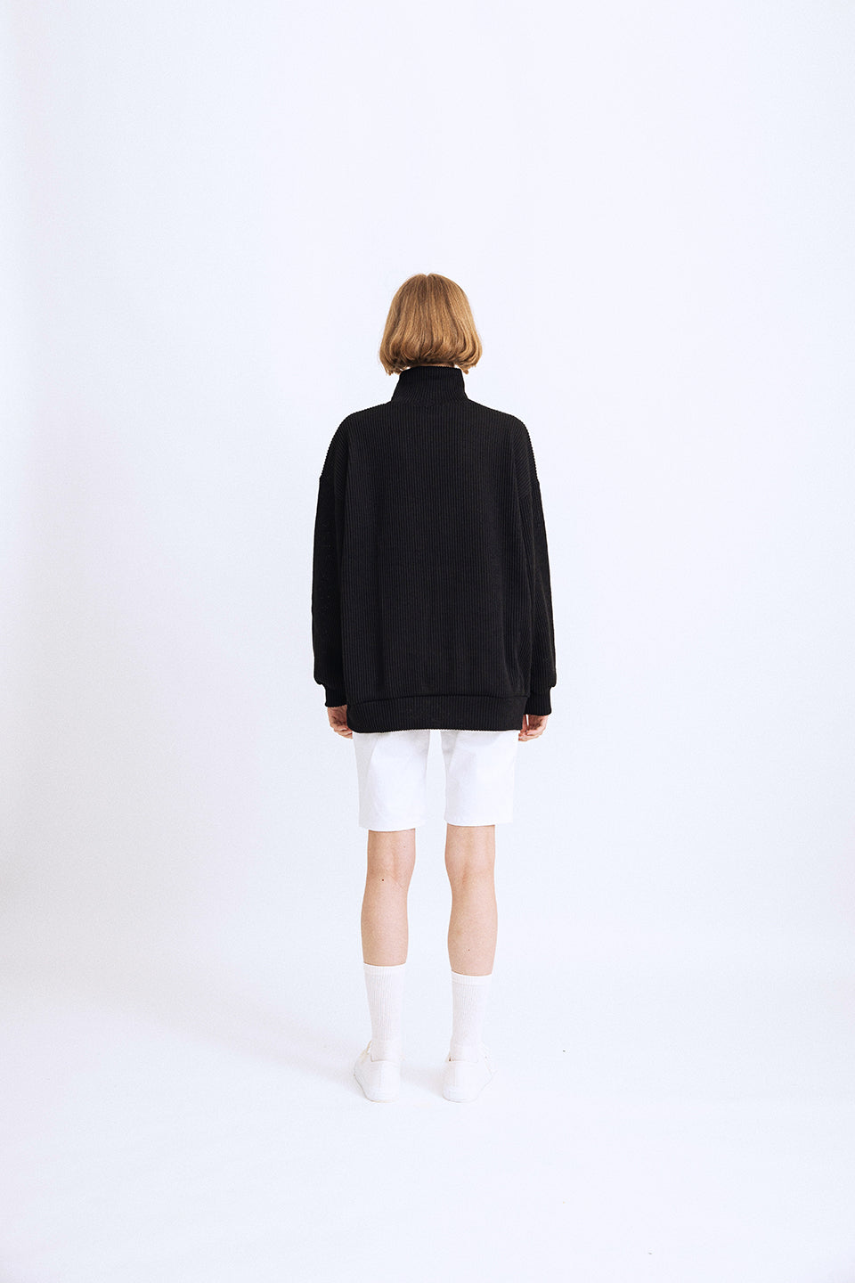 HALF ZIP UP KNIT SWEATSHIRTS BLACK