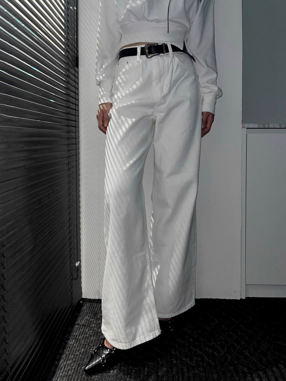 All Day Classic Cotton Wide Pants (White)