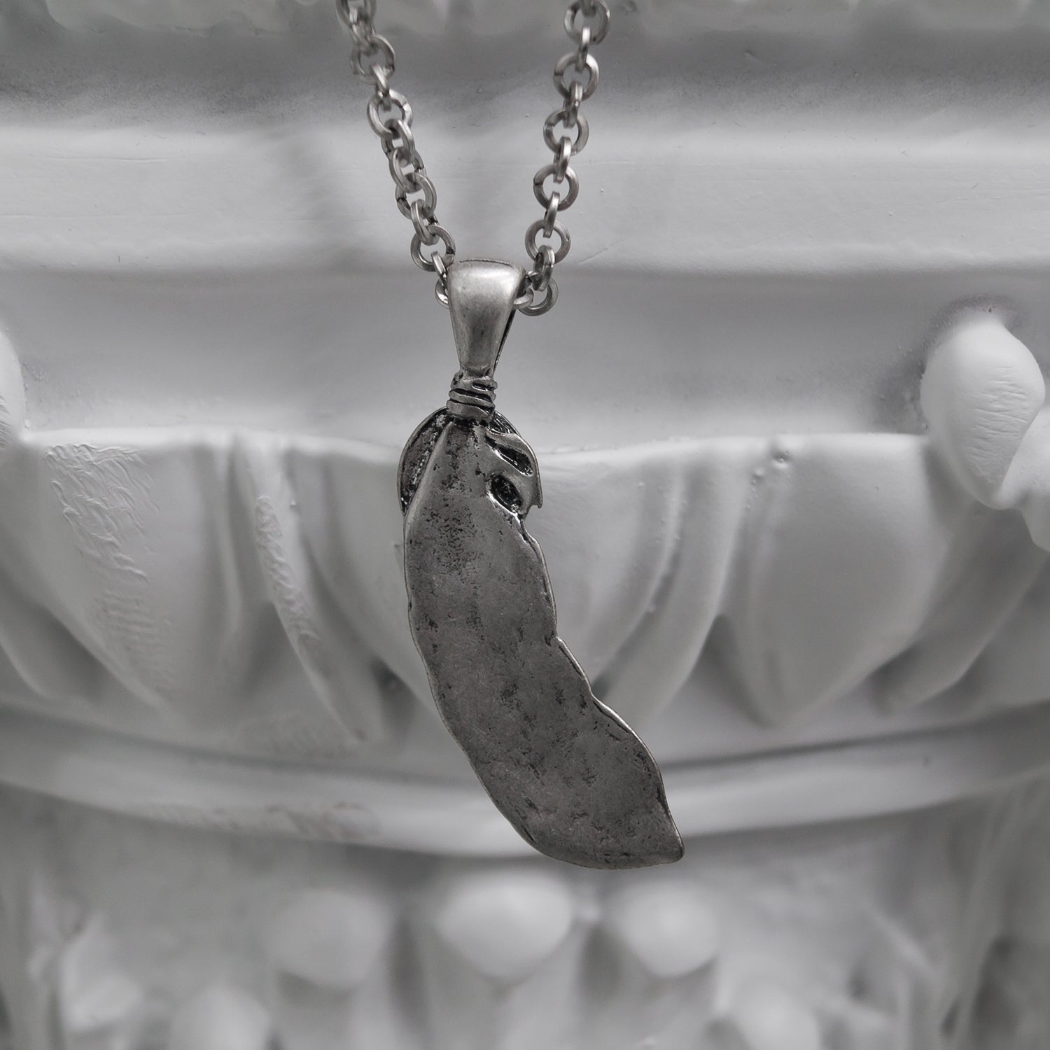 [BLESSEDBULLET]feather cross necklace_vintage silver