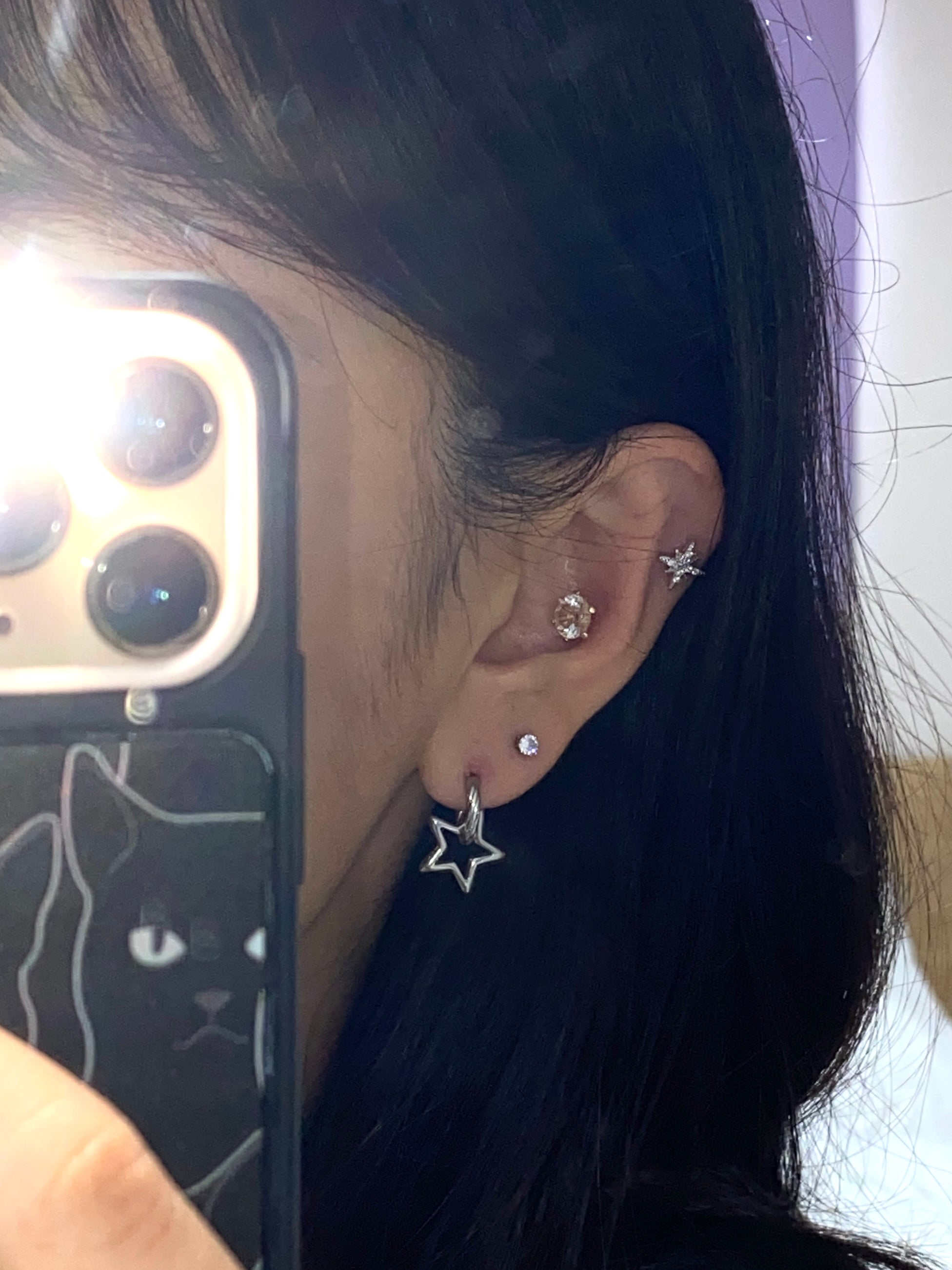 star point ring earrings