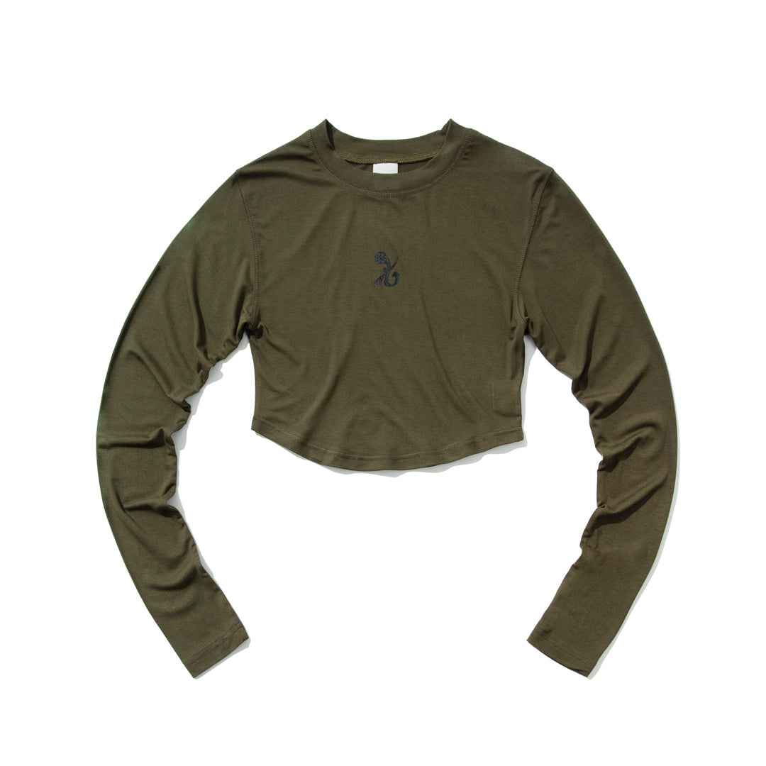 SYMBOL Crop long-sleeved T-Shirt (OLIVE)