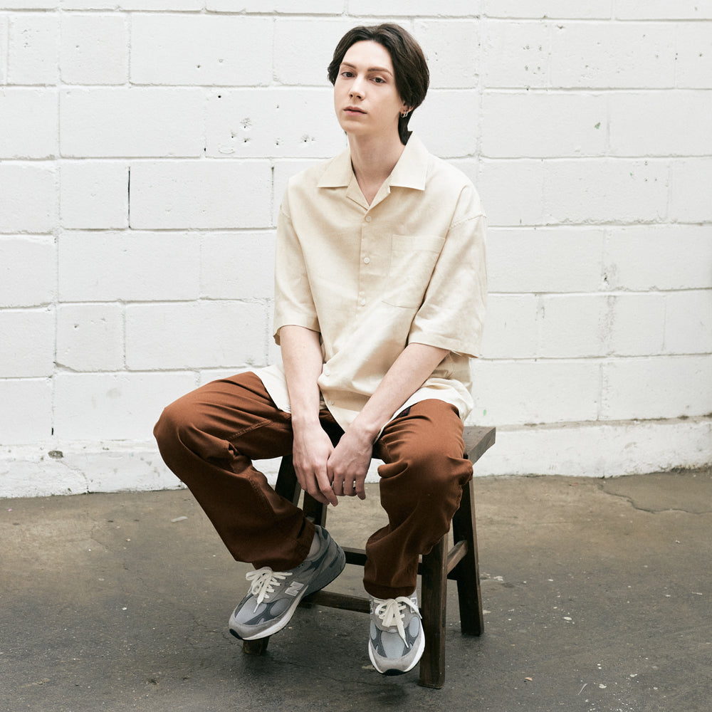 スタンダードステッチリネンシャツ/Standard Stitch Linen Shirt S78 Beige