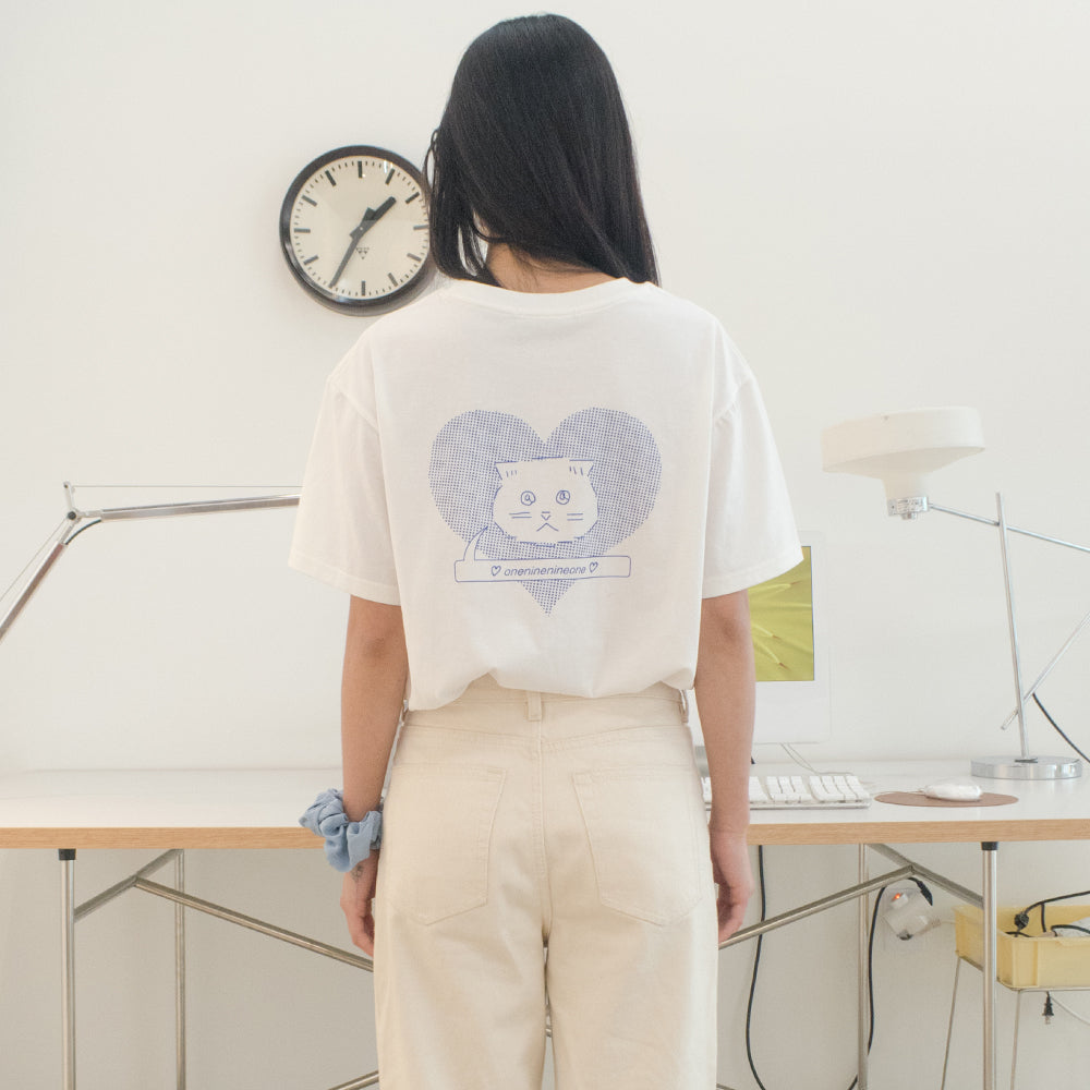 EMOJI CAT OVER FIT TEE_WHITE