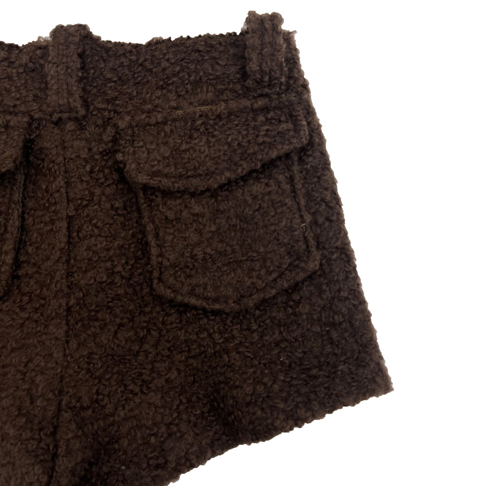 Foam fleece belt low rise short pants (2 colors)