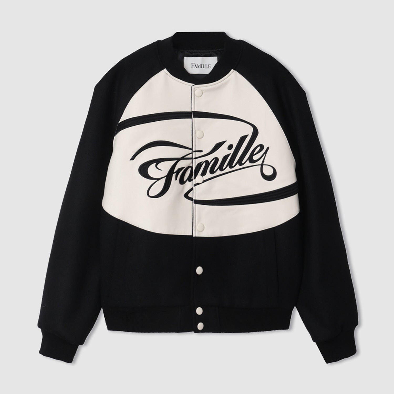 EMBROIDERY LOGO VARSITY JACKET (BLACK)