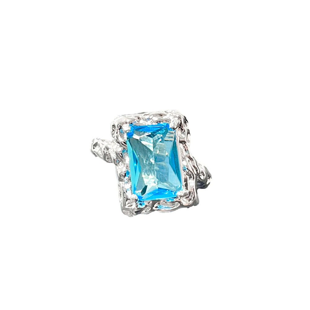 Ice Cubic Gemstone Blue Hip Open Ring