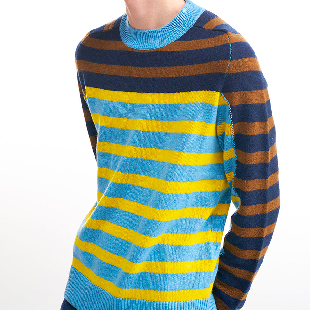 HAND STITCHED STRIPE PULLOVER_SKY BLUE