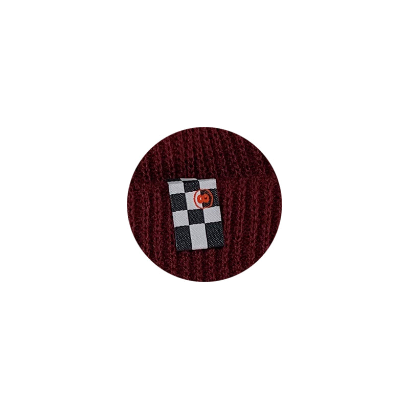 CHECKERBOARD LOGO SHORT BEANIE WINE