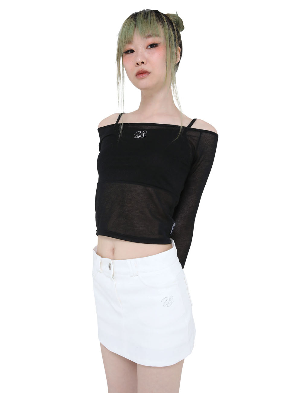 MESH GLITTER TOP(BLACK)