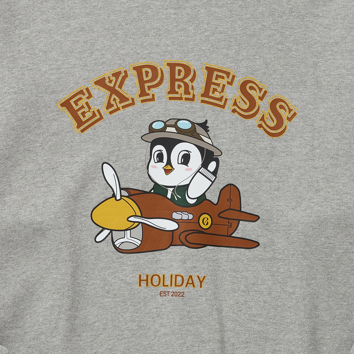 Express Holiday Airplane Penguin Sweatshirt_Melange