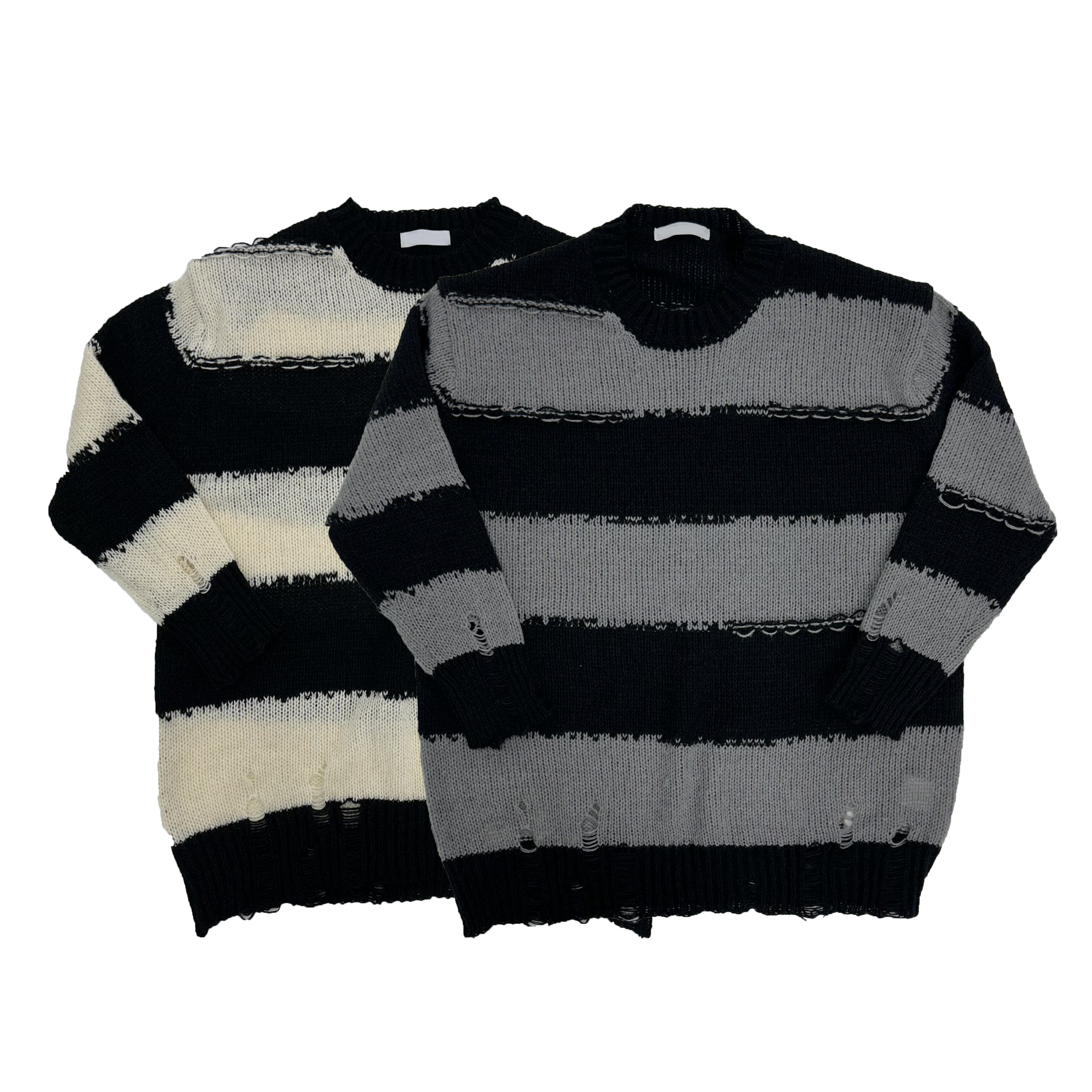 Damage stripe knitwear