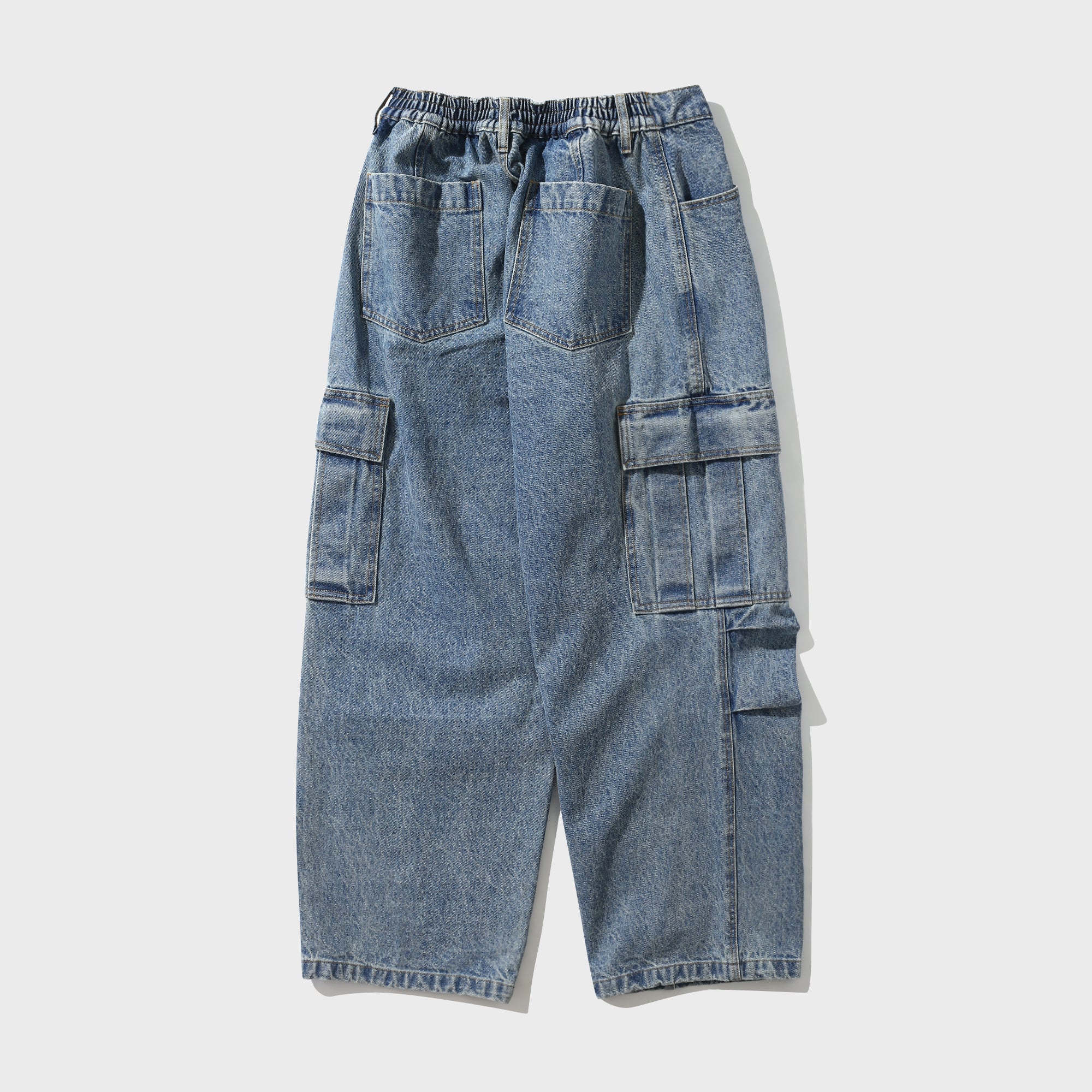 Washed Cargo Denim Pants (Blue)