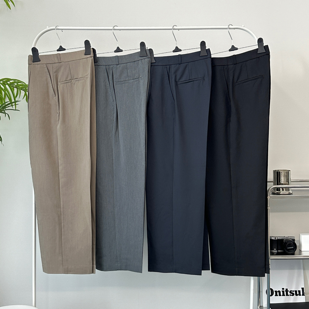 High waist tuck wide slacks