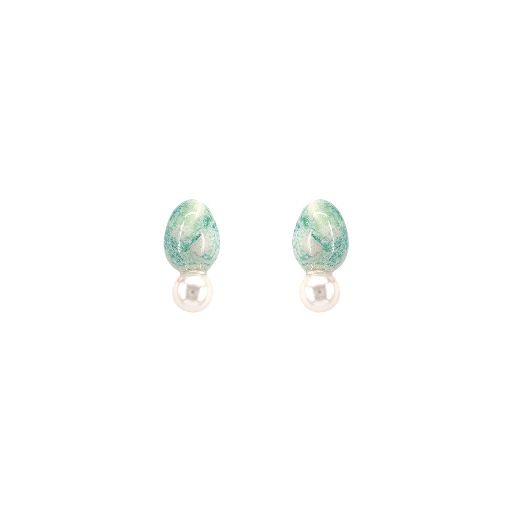 Ceramic daily pearl drop earring(Mint)