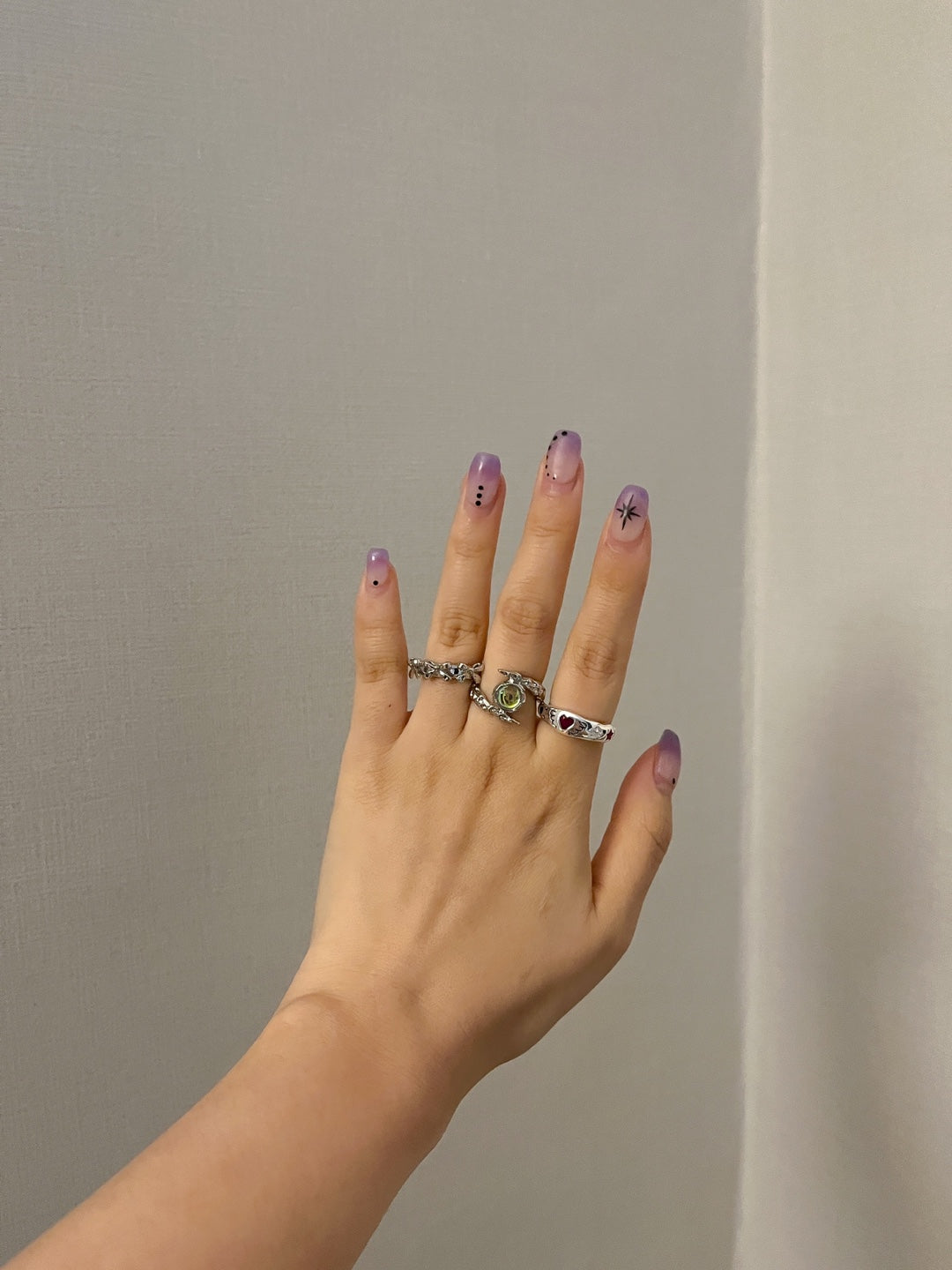 Silver pink angel beam ring