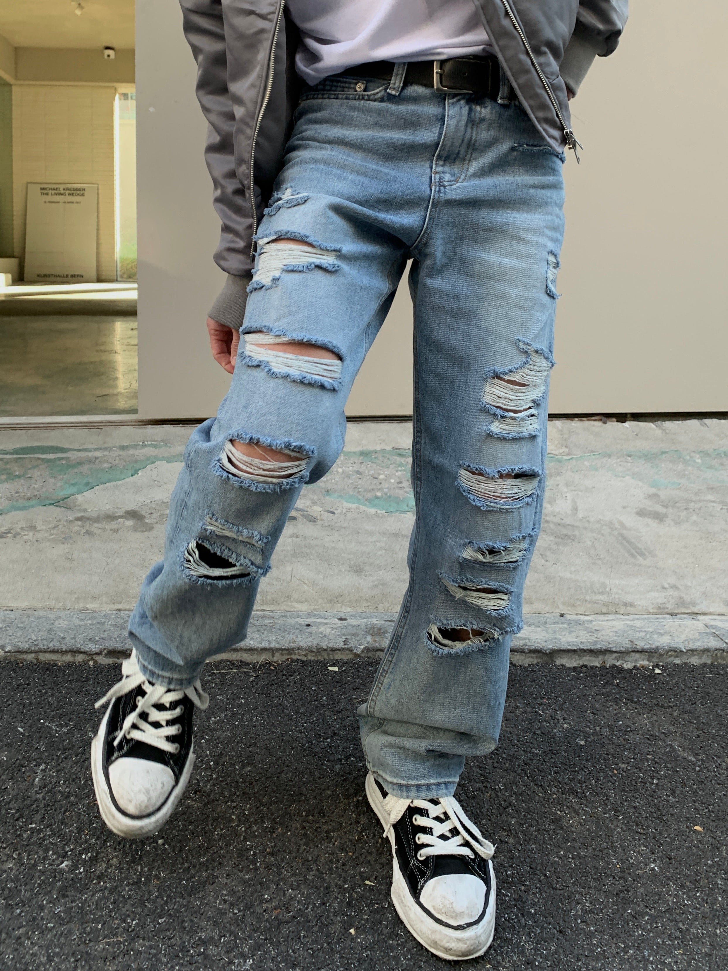 Dirty Destroyed Denim Jeans