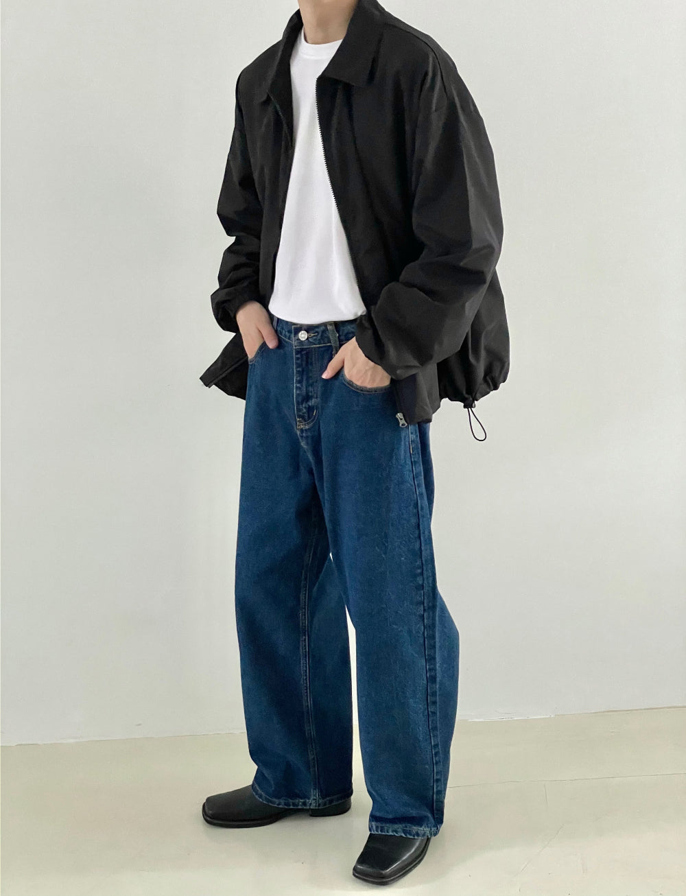 Long wide fit denim pants