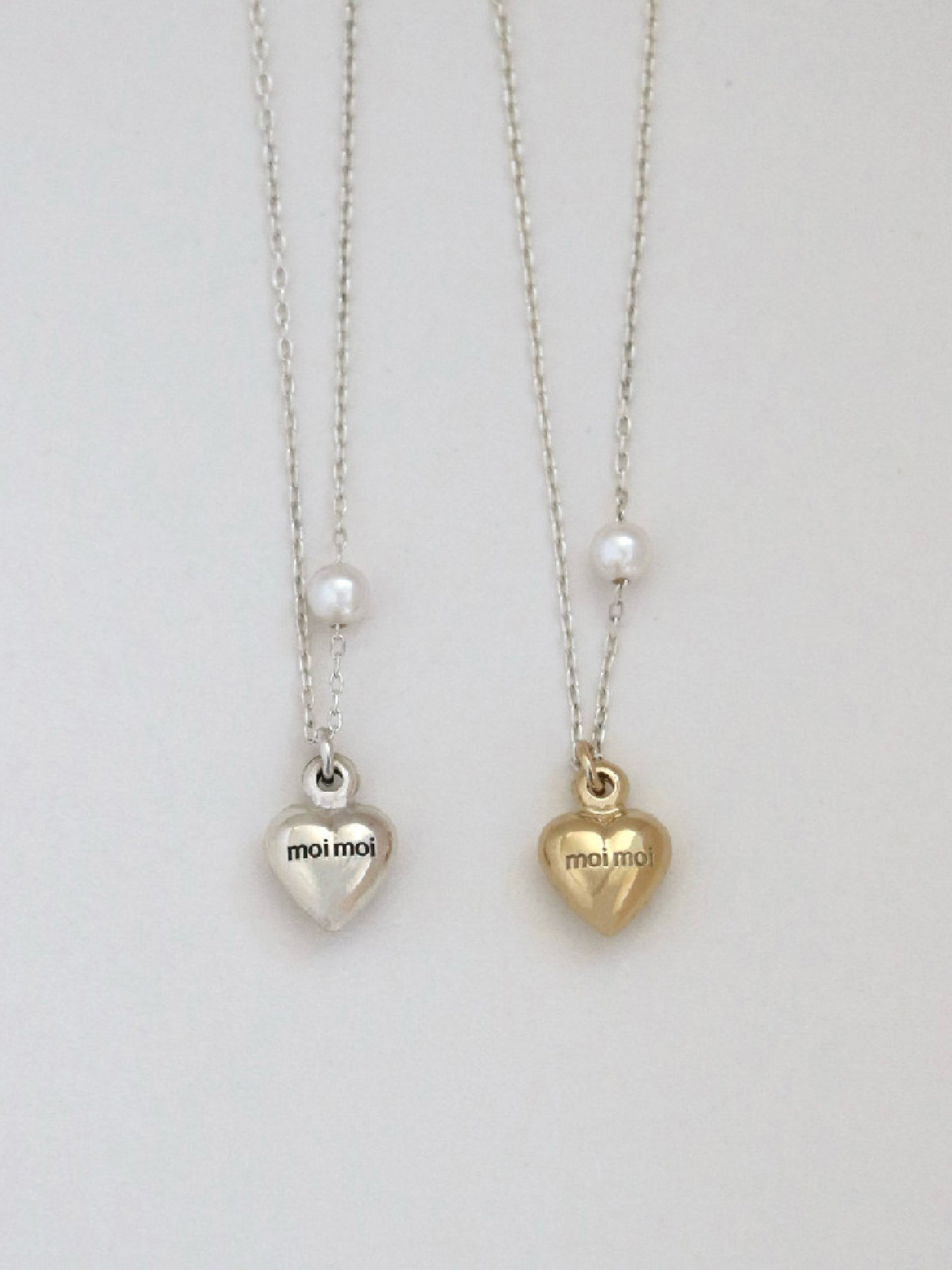 Heart pearl necklace / 14k gold plated