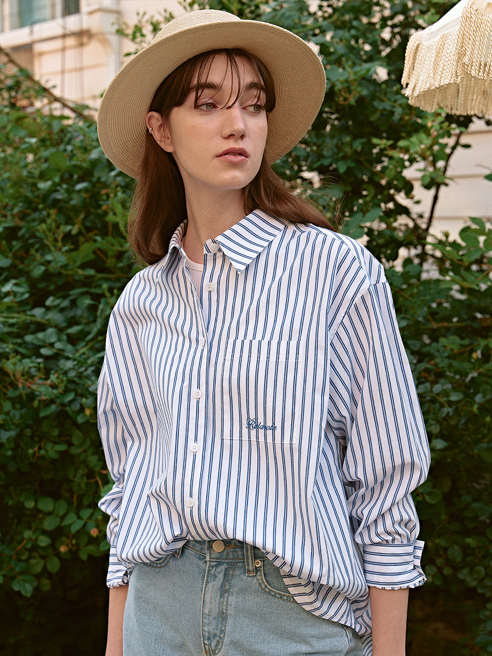 ROLAROLA X VB LOGO STRIPE SHIRTS WH+BL