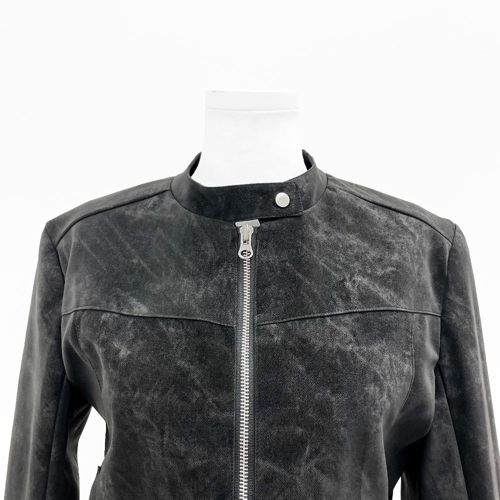 Suede biker crop jacket (Black)