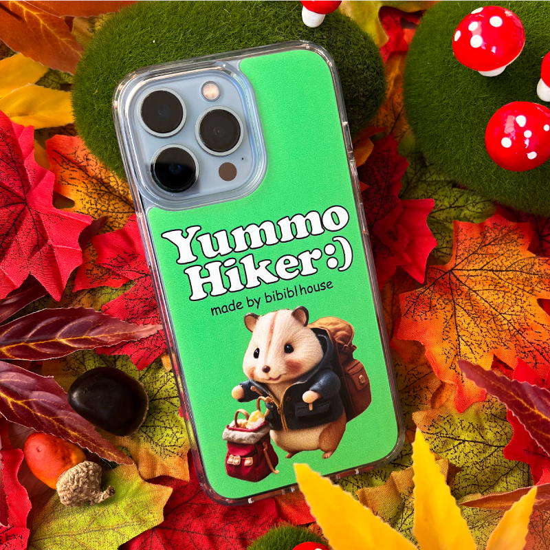 [transparent jelly hard] Yummo Hiker (Green) Phone Case+Pin button set