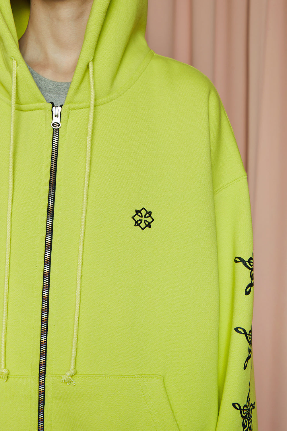 STAR ZIP-UP HOODIE / LIME YELLOW