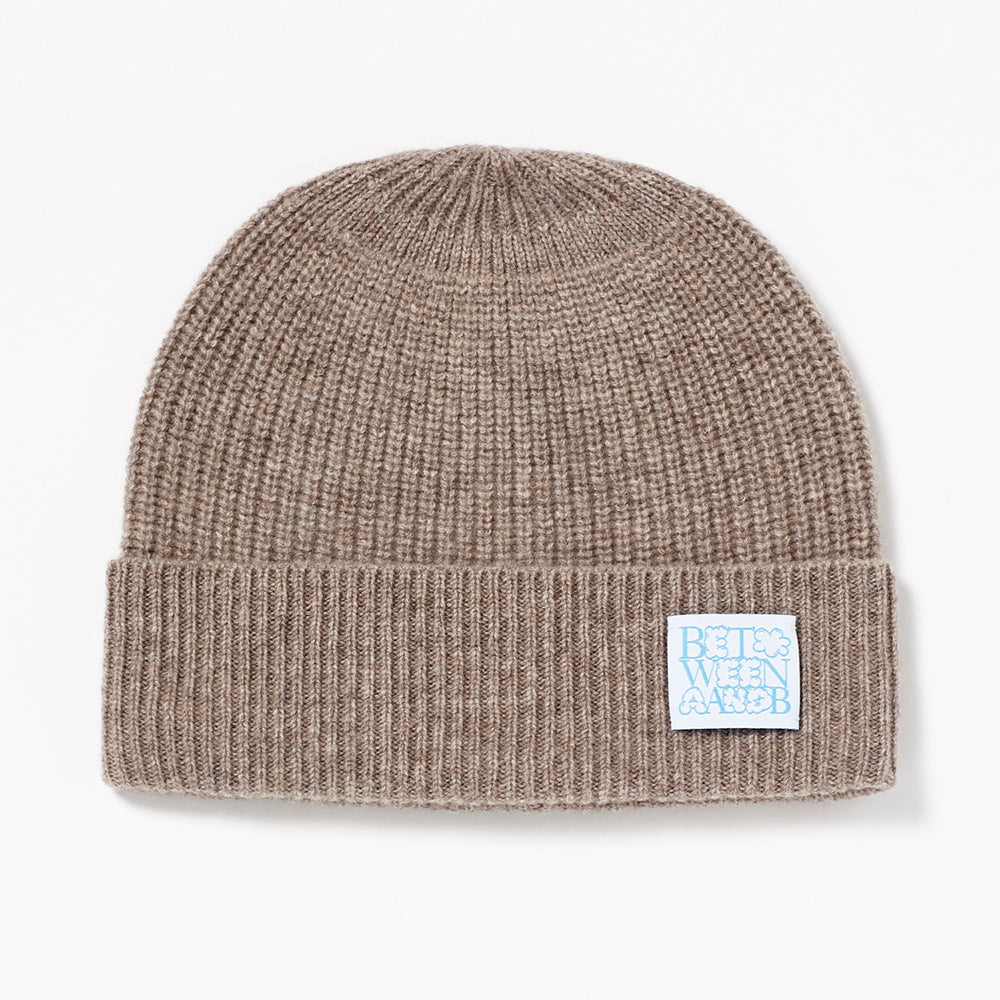 BUBBLE LABEL CASHMERE WOOL BLENDED BEANIE_MOCHA