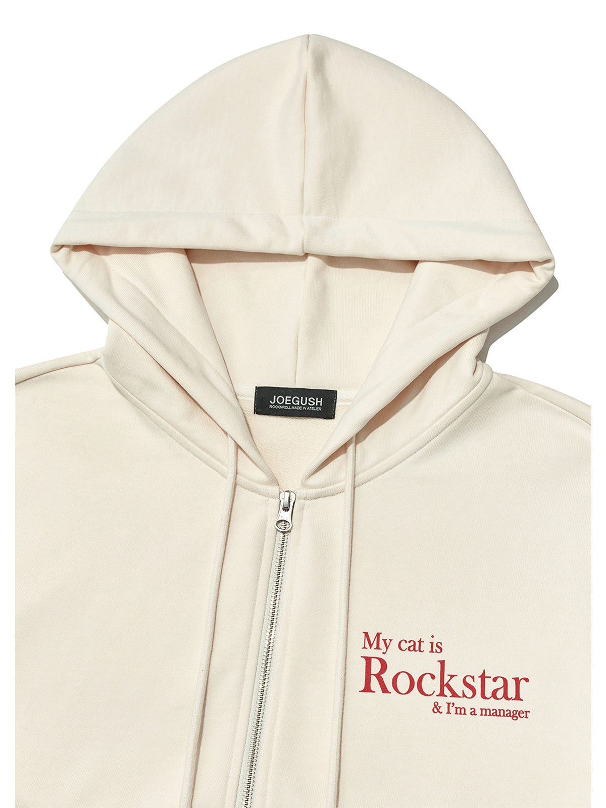 Smile Rockstar Hoodie Zip-Up (Ivory/Red)