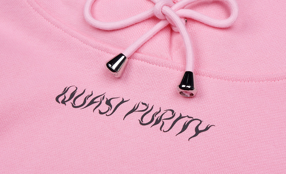  RIBBON CROP HOODIE (PINK)