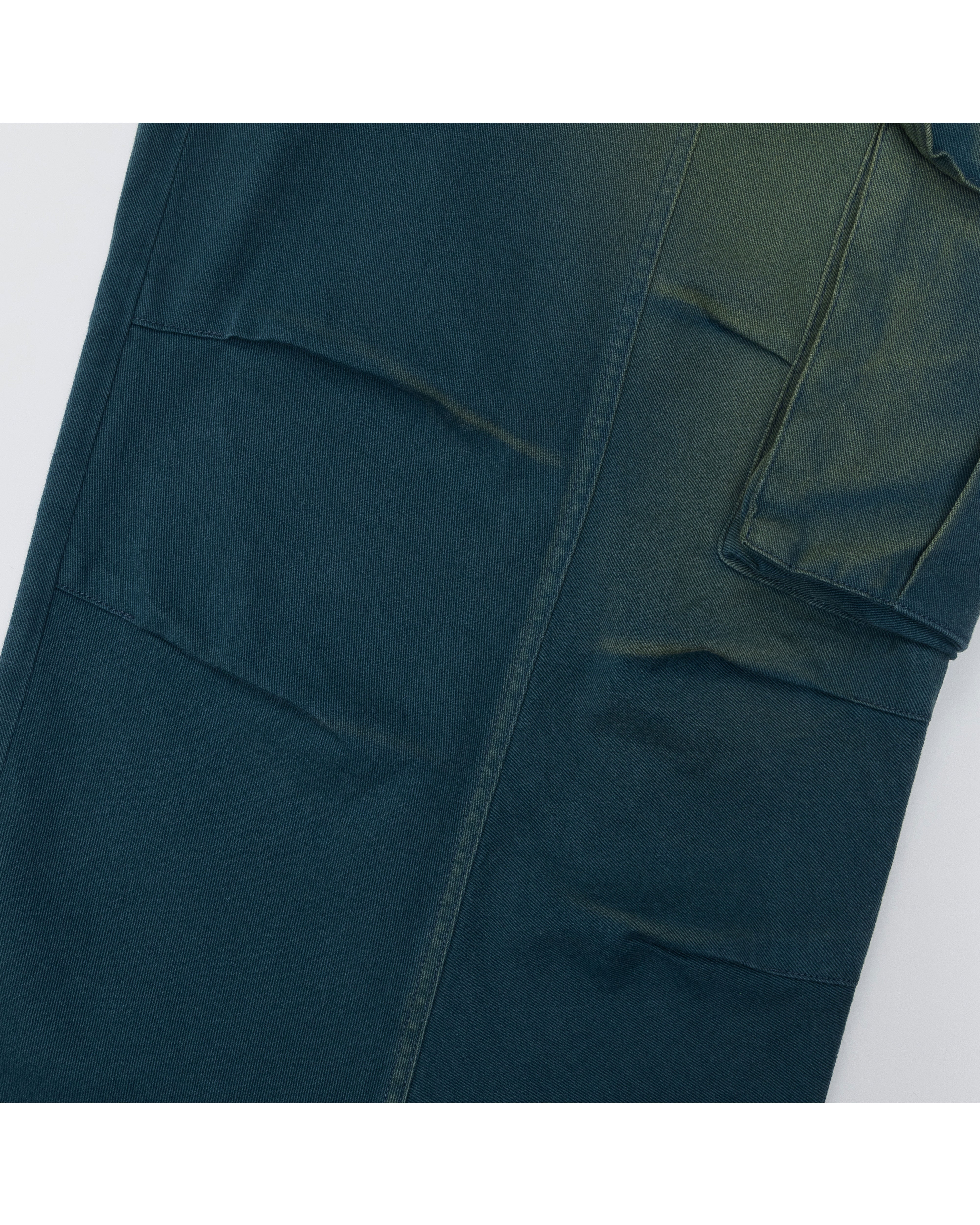 Knee Pin-tuck Wide Cargo Pants (Washed Blue)