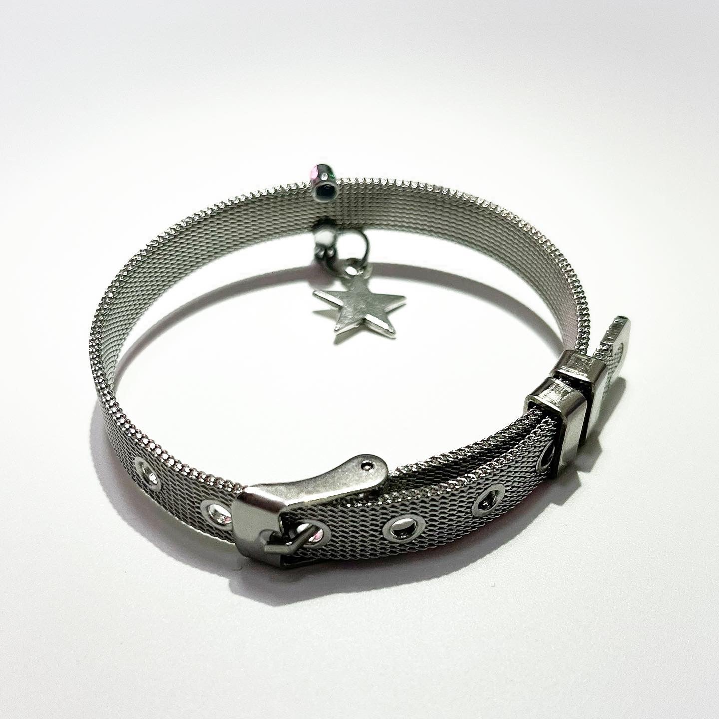 Silver star belt bracelet