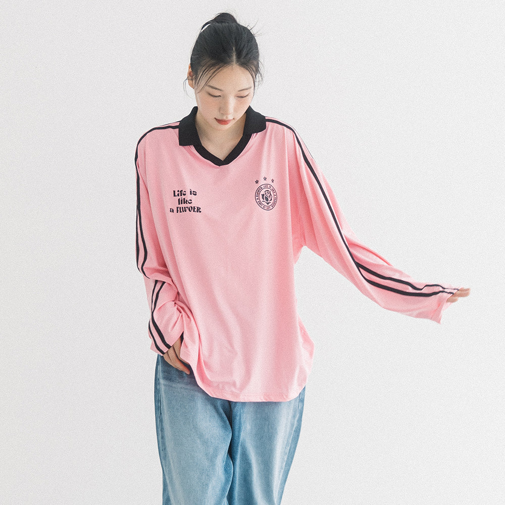 UNIFORM V-NECK JERSEY L/S TEE(PINK)