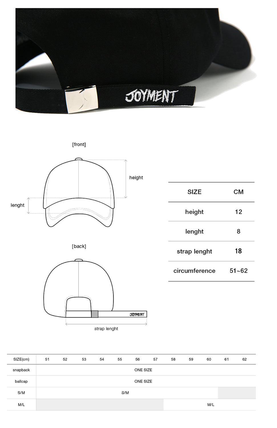 JOYMENT-BALL CAP COTTON LOGO J