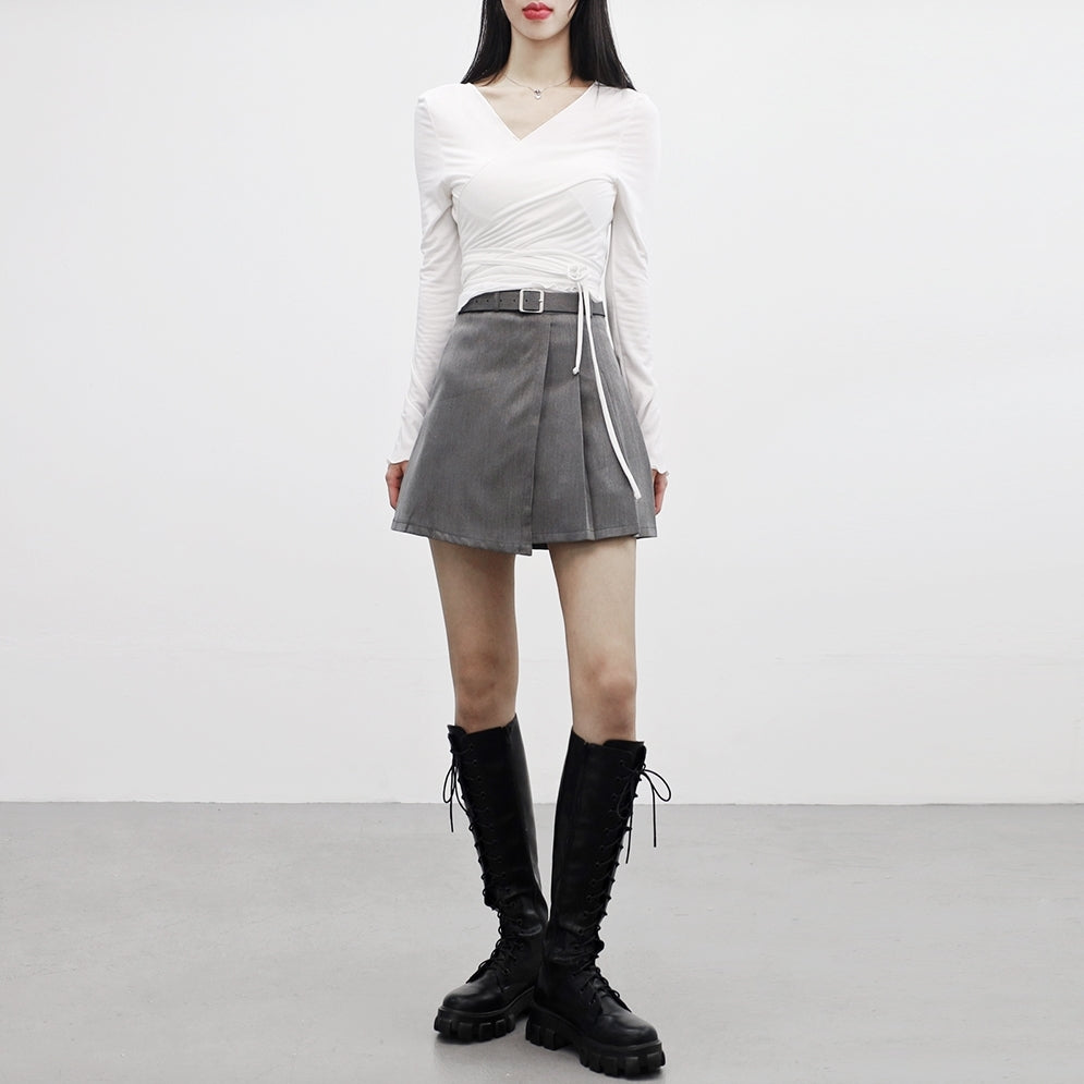 Marken Half Pleated Skirt (Belt Set)