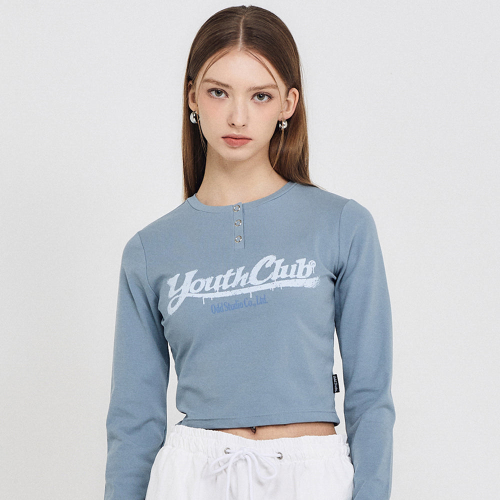 Youthclub snap crop long sleeve - 3 color