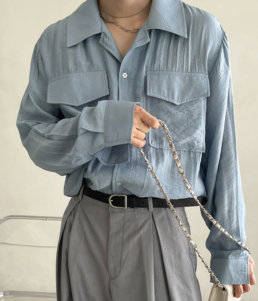 Extended Sleeve Flap Pocket Shirt(3 color)