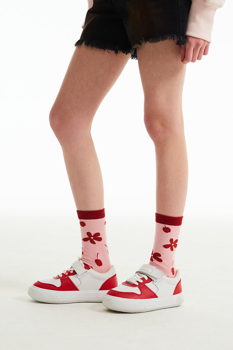 CHERRY PLANT PATTERN SOCKS [RED]