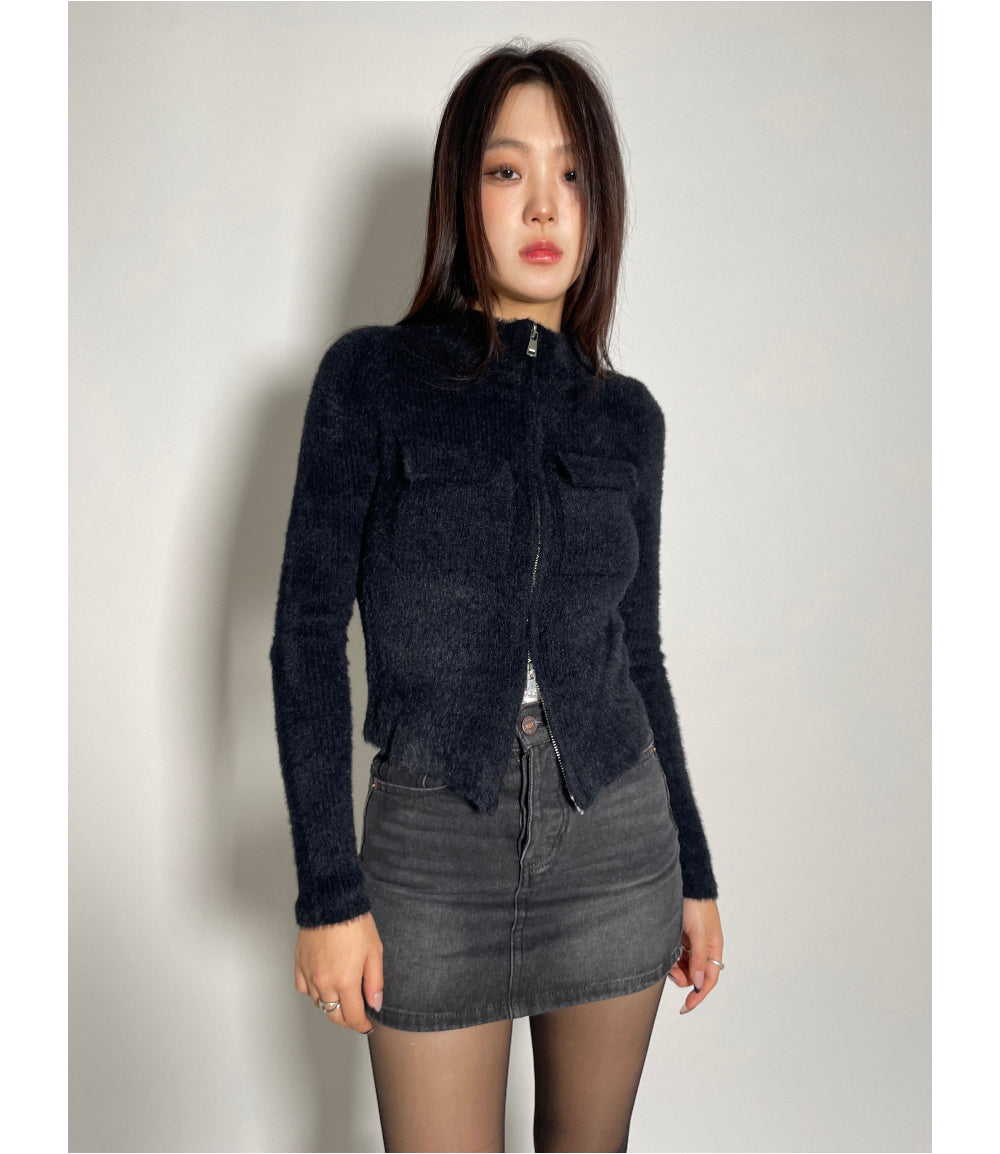 Hidden button denim mini skirts (2 Color)