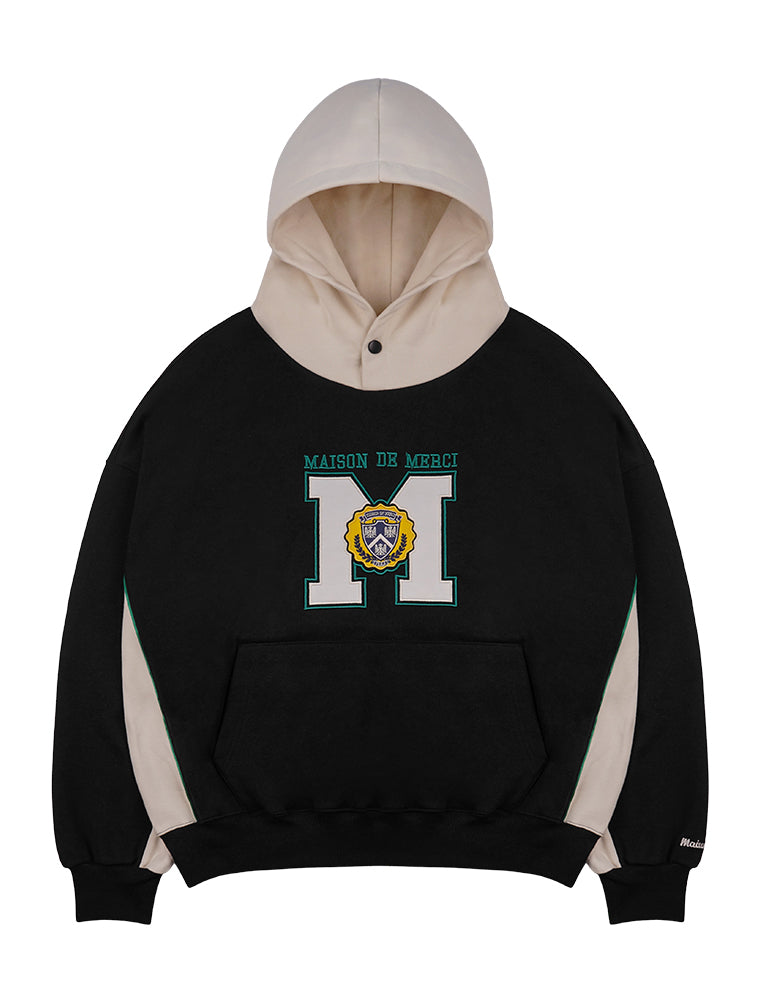 UNISEX Maison Symbol Rugby Snap Hood Black(FCD1TS102M)