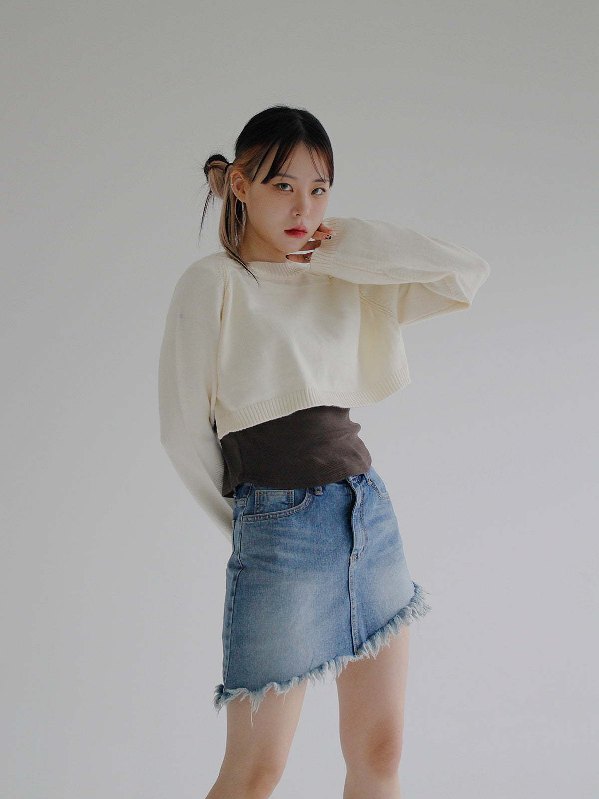 no.802 Unbalance Denim Skirt Pants