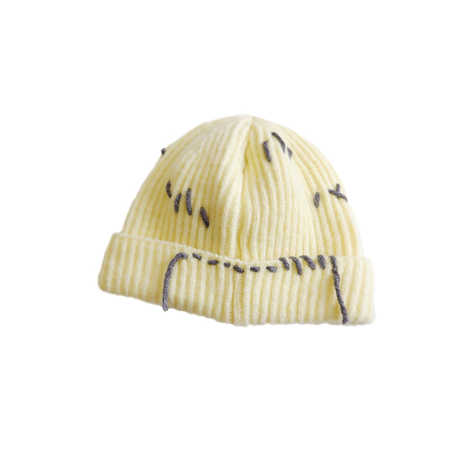 Hand Stitch Detail Beanie / Lemon