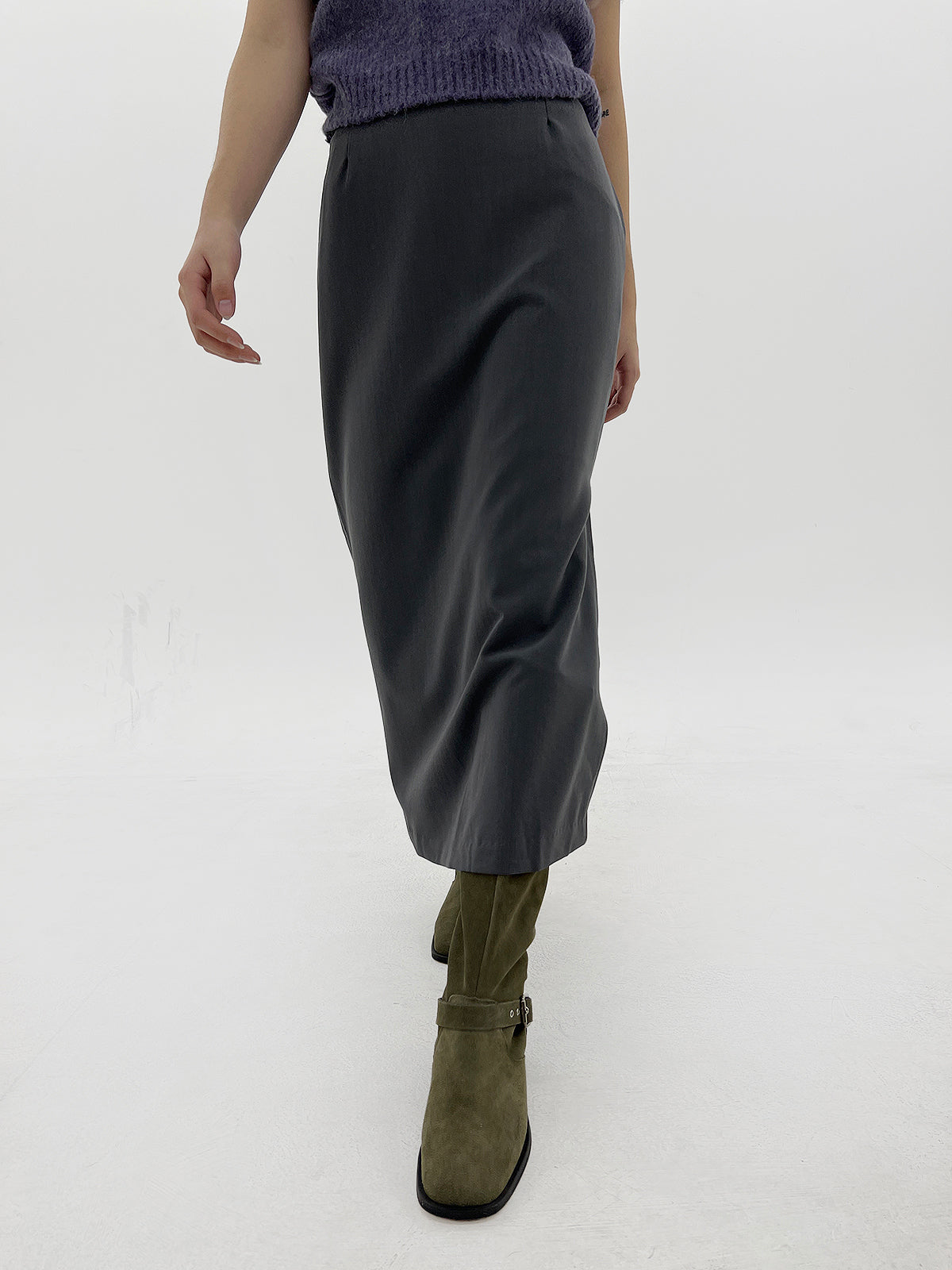 Side slit long skirt (3color)