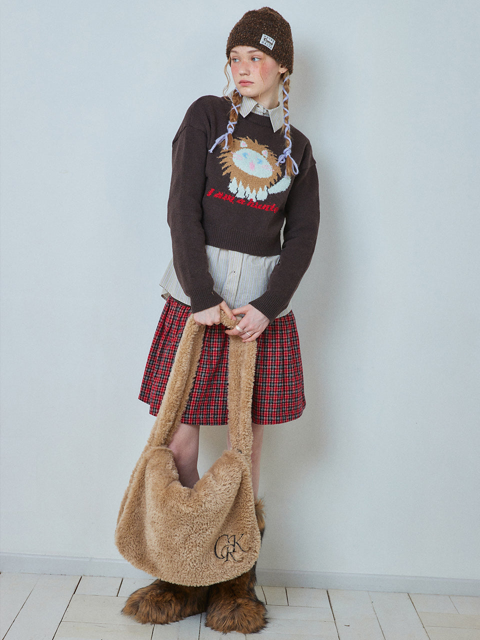 KITTY WOOL CROP KNIT_BR