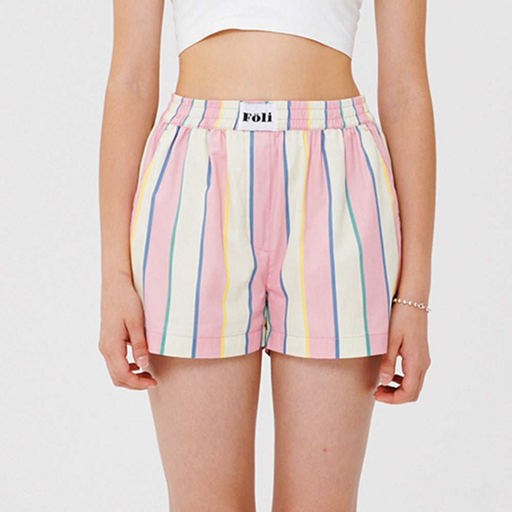 (W) Creamy Stripe PJ Shorts